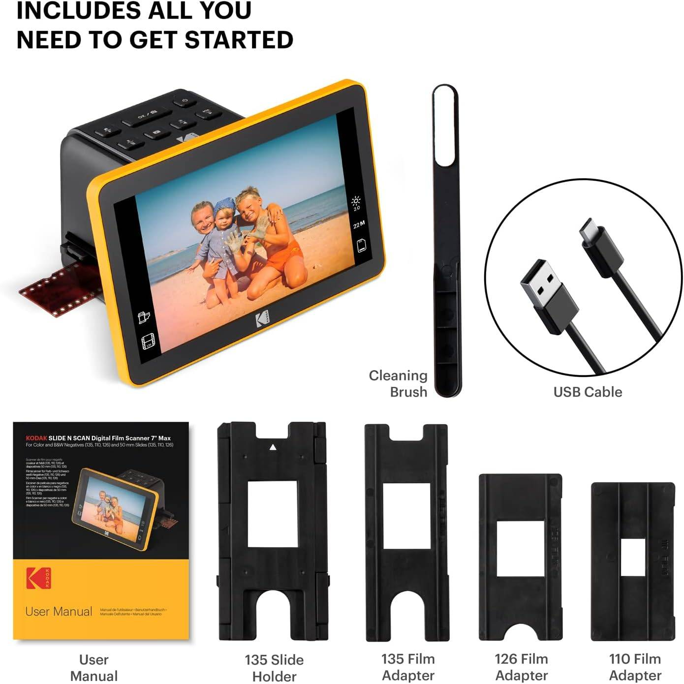 Digitalni skener za filmove visoke rezolucije, podržava skeniranje filmova i dijapozitiva te brzo pretvara 35 mm, 126 i 110 kolor i crno-bijele negative i dijapozitive u digitalne JPEG fotografije od 22 MP.